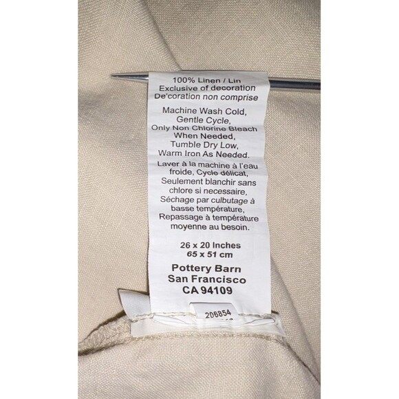 Pottery Barn Beige Linen Crochet Trim Standard Pillow Case Single - Picture 9 of 9